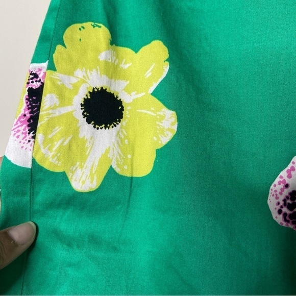 J Crew Womens Pencil Skirt Floral Hawaii Sz 2 Green Pink Yellow Back Zip - Picture 7 of 9